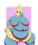  2020 absurd_res anthro areola belly big_belly big_breasts blue_body breasts canid female front_view hi_res highlights_(coloring) huge_breasts mammal manectric navel nintendo nipples nude obese obese_anthro obese_female overweight overweight_anthro overweight_female pok&eacute;mon pok&eacute;mon_(species) solo thick_thighs video_games whooperscooper wide_hips 