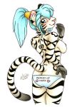  anthro braided_hair breasts butt clothing felid female fur hair hi_res looking_at_viewer mammal michele_light pantherine panties ponytail presenting sapphire_(hunterx90) side_boob side_nipple solo stripes teasing tiger traditional_media_(artwork) underwear white_body white_fur 