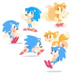  blue_hedgehog fox gigi_d.g. multiple_tails red_footwear running sonic sonic_the_hedgehog source_request tail tails_(sonic) two_tails 