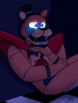  3:4 animatronic anthro bodily_fluids child crying duo five_nights_at_freddy&#039;s five_nights_at_freddy&#039;s:_security_breach glamrock_freddy_(fnaf) glowing glowing_eyes hi_res hiding hug human lights_off machine male mammal protecting robot scared scott_cawthon sherbertberrybear tears ursid video_games young 