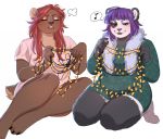  anthro boa_(clothing) christmas christmas_lights clothing duo giant_panda hair holidays jush mammal opal_(jellydoeopal) ursid 