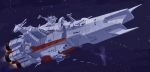  akasaai cannon cruiser earth_federation flying from_below gundam gundam_0083 military military_vehicle no_humans salamis_class ship space space_craft thrusters turret warship watercraft 
