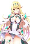  blonde_hair breasts close-up daive elbow_gloves gloves highres large_breasts mythra_(xenoblade) panties pantyshot skindentation sword thighhighs underwear weapon xenoblade_chronicles_(series) xenoblade_chronicles_2 yellow_eyes 