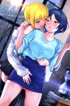  hayami_kanade miyamoto_frederica no_bra open_shirt solo07450075 the_idolm@ster the_idolm@ster_cinderella_girls thighhighs yuri 