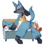  absurd_res anthro anthrofied bed black_pussy breasts butt disembodied_hand female fingers fur furniture genitals hand_on_butt hi_res human interspecies lucario mammal nintendo nude open_mouth owlfkz pok&eacute;ball pok&eacute;mon pok&eacute;mon_(species) pok&eacute;philia pussy simple_background video_games 