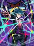  1boy blue_eyes gen_3_pokemon highres jewelry mega_metagross mega_pokemon metagross necktie pokemon ring shimure_(460) steven_stone 