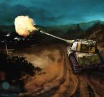  artist_name bush caterpillar_tracks cloud entwicklung-100 ground_vehicle hill military military_vehicle motor_vehicle night original sky smoke tank tr0yka world_of_tanks 
