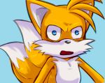  2_tails angry anthro bags_under_eyes blue_eyes canid canine dandi fox male mammal meme miles_prower multi_tail reaction_image shocked_expression sonic_the_hedgehog_(series) tails_gets_trolled 