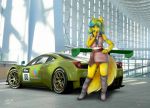  3d_(artwork) anthro blue_eyes blue_hair breasts butt canid canine canis car clothed clothing detailed_background digital_media_(artwork) female fluffy fluffy_tail fur gran_turismo green_hair hair mammal mifa multicolored_body multicolored_fur multicolored_hair open_mouth open_smile smile solo sony_corporation sony_interactive_entertainment teeth two_tone_body two_tone_fur two_tone_hair vehicle video_games white_body white_fur wolf yellow_body yellow_fur 