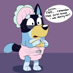  1:1 absurd_res anthro australian_cattle_dog baltnwolf_(artist) bandit_(bluey) bluey_(show) canid canine canis cattledog cloth_diaper clothing diaper digital_media_(artwork) domestic_dog feces full_diaper fur herding_dog hi_res male mammal messy_diaper off_screen_character pastoral_dog simple_background soiled_diaper soiling solo text 