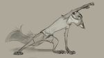  16:9 2020 anthro barefoot bottomwear canid canine clothed clothing disney fox fully_clothed fur grey_background hi_res male mammal nick_wilde qalcove red_fox shirt shorts simple_background smile solo stretching t-shirt topwear widescreen zootopia 