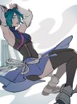  1girl animal_ears aqua_(kingdom_hearts) blue_eyes blue_hair breasts cat_ears fake_animal_ears floating hands_up highres kingdom_hearts kingdom_hearts_birth_by_sleep looking_at_viewer oimkimn open_mouth small_breasts solo 