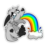  &lt;3 1:1 alpha_channel blakefox bodily_fluids canid canine canis cloud coda_the_wolf ears_back male mammal pivoted_ears rainbow solo tears telegram telegram_stickers throwing_up throwing_up_rainbow vomit wolf 