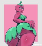  1girls animate_inanimate anthro big_butt black_eyes blush breasts bubble_ass bubble_butt butt camel_toe cartoon_network clothed clothing clothing_lift curvy_figure dress dress_lift drupe_(ok_k.o.!_lbh) eyeshadow female female/female food fruit genitals green_clothing green_dress green_hair hair half-closed_eyes humanoid humanoid_genitalia humanoid_pussy lips lipstick looking_at_viewer makeup narrowed_eyes not_furry ok_k.o.!_let&#039;s_be_heroes panties plant pussy rear_view red_body red_skin short_hair side_boob side_view simple_background solo taafee thick_ass thick_legs thick_thighs underwear voluptuous wide_hips 