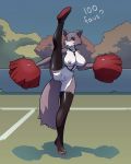  &lt;3 2020 ? aikaanarchy anthro bdsm beastars big_breasts body_writing breasts brown_body brown_fur canid canine canis cheerleader clitoral_hood clitoris clothing digital_media_(artwork) english_text erect_nipples eyebrow_piercing facial_piercing female flexible footwear footwear_only front_view full-length_portrait fur genitals harness hi_res juno_(beastars) leather leather_harness legwear mammal mostly_nude nipple_piercing nipple_ring nipples on_one_leg one_leg_up outside piercing pom_poms portrait public_nudity pussy raised_leg shoes shoes_only solo splits spread_legs spreading standing tattoo text thigh_highs vertical_splits wolf 