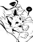  ... 2020 ? anthro canid canine canis clothed clothing comic dialogue duo english_text falvie fox fur hi_res inner_ear_fluff male mammal monochrome smile speech_bubble text tuft wolf 