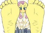  anthro blush breasts city clothing equid equine feet female fluttershy_(mlp) foot_focus friendship_is_magic green_eyes hair hasbro humanoid_feet looking_at_viewer macro mammal my_little_pony pajamas pia-sama pink_hair solo white_body yellow_body 