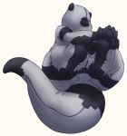  2020 anthro black_and_white bulge featureless_face foot_focus hi_res implied_transformation legs_up lutrine male mammal mao_otter monochrome mustelid nylon paws seam_(sewing) simple_background soft_shading solo stocking_critter stormdragonblue thick_tail white_background wide_hips wrinkles zentai 