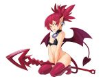  absurd_res bottomless breasts clothed clothing demon demon_humanoid disgaea etna_(disgaea) female hair hi_res humanoid kneeling not_furry red_hair simple_background small_breasts solo spade_tail video_games vistamage white_background 