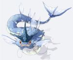  closed_mouth commentary_request fins full_body gen_1_pokemon gyarados nyala_(nyala_766) pokemon pokemon_(creature) red_eyes simple_background solo tail_fin white_background 