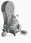  anabean anthro basil_(disney) chair clothed clothing digital_media_(artwork) disney duo english_text eyes_closed female fur furniture gift_box hug male mammal monochrome mouse murid murine olivia_flaversham rodent signature simple_background sleeping text the_great_mouse_detective young 
