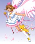  card_captor_sakura dress garter kerberos kinomoto_sakura madhouse thighhighs weapon wings 