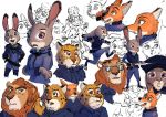 2016 absurd_res anthro benjamin_clawhauser bovid canid canine caprine cheetah clothed clothing dawn_bellwether disney eyewear felid feline female fox fully_clothed fur grey_body grey_fur hi_res judy_hopps lagomorph leporid lion male mammal nick_wilde open_mouth open_smile orange_body orange_fur pantherine police_uniform rabbit red_fox sheep sketch_page smile spots spotted_body spotted_fur sunglasses trenin uniform yellow_body yellow_fur zootopia 