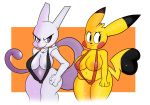  2020 absurd_res anthro anthrofied bikini blackmore breasts clothing felid feline female hi_res jewelry legendary_pok&eacute;mon mammal mewtwo milftwo necklace nintendo nipple_outline pikachu pok&eacute;mon pok&eacute;mon_(species) rodent sling_bikini standing swimwear thick_thighs video_games 