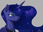  2018 4:3 amarynceus blue_body cosmic_hair equid ethereal_hair female feral freckles friendship_is_magic grey_background hair hasbro horn long_hair long_neck mammal my_little_pony princess_luna_(mlp) pseudo_hair signature simple_background smile solo winged_unicorn wings 