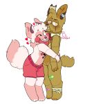  2018 alpha_channel ambiguous_gender band-aid bandage blush bottomwear bow canid canine claws clothing duo eye_scar fingers five_nights_at_freddy&#039;s five_nights_at_freddy&#039;s_2 five_nights_at_freddy&#039;s_3 fluffy fluffy_tail fox fur green_body green_fur hi_res inner_ear_fluff lagomorph leporid mammal mangle_(fnaf) notched_ear one_eye_closed pink_body pink_fur rabbit red_cheeks scar shorts springtrap_(fnaf) stitch_(disambiguation) toyhare tuft video_games white_body white_fur 