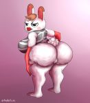  2020 animal_crossing anthro big_breasts big_butt breasts brown_hair butt clothed clothing curvy_figure digital_media_(artwork) digital_painting_(artwork) dress female fur genitals gloves hair handwear hi_res huge_breasts lagomorph legwear leporid lipstick looking_back makeup mammal nekerlum nintendo pose pussy rabbit red_gloves red_lipstick seductive seductive_eyes short_hair simple_background solo standing thick_thighs thigh_highs tiffany_(animal_crossing) video_games white_body white_fur wide_hips 