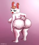  2020 animal_crossing anthro big_breasts big_butt breasts brown_hair butt clothed clothing curvy_figure digital_media_(artwork) digital_painting_(artwork) dress female fur genitals gloves hair handwear hi_res huge_breasts lagomorph legwear leporid lipstick looking_back makeup mammal nekerlum nintendo nipples nude pose pussy rabbit red_gloves red_lipstick seductive seductive_eyes short_hair simple_background solo standing thick_thighs thigh_highs tiffany_(animal_crossing) video_games white_body white_fur wide_hips 