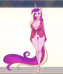  2020 absurd_res anthro anthrofied areola breasts cleavage clothed clothing equid equine female friendship_is_magic genitals hi_res horn jewelry mammal my_little_pony necklace nipples princess_cadance_(mlp) pussy robe scorpdk solo standing unicorn useless_clothes 