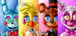  &lt;3 &lt;3_eyes 2015 absurd_res animatronic anthro artyjoyful avian beak bib bird black_nose blonde_hair blue_body blue_eyes blue_fur blue_hair blue_inner_ear bow brown_body brown_fur brown_hair buckteeth canid canine cheek_tuft chicken clothing english_text eyebrows eyelashes eyeshadow facial_tuft feathers female five_nights_at_freddy&#039;s five_nights_at_freddy&#039;s_2 fox freckles fur galliform gallus_(genus) green_eyes grey_body group hair half-closed_eyes hat head_tuft headgear headwear hi_res lagomorph leporid lipstick looking_at_viewer machine makeup male mammal mangle_(fnaf) narrowed_eyes phasianid pink_body pink_cheeks pink_fur pink_inner_ear rabbit red_cheeks robot tan_inner_ear teeth text toy_bonnie_(fnaf) toy_chica_(fnaf) toy_freddy_(fnaf) tuft ursid video_games white_body white_fur white_hair yellow_body yellow_eyes yellow_feathers 