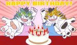  2020 anthro apron birthday_cake blue_body blue_fur cake clothing duo felid food fur humanoid_hands kemono male mammal mind_drive mizuse_higomaru one_eye_closed overweight overweight_male pantherine raiden_shin&#039;emon raiden_tameemon sengoku_puzzle text tiger video_games white_body white_fur wink yellow_body yellow_fur 