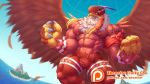  16:9 2020 4_fingers abs anthro biceps blonde_hair crotch_tuft digimon digimon_(species) feathered_wings feathers fingers garudamon green_eyes hair lerchief2007 long_hair male muscular muscular_anthro muscular_male muscular_thighs navel nipples pecs red_body red_feathers solo tail_feathers tattoo text tuft url white_body white_feathers widescreen wings 