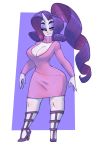  bedroom_eyes big_breasts bigdad blush breasts cleavage clothed clothing equid equine female footwear friendship_is_magic hair hi_res high_heels horn humanoid looking_at_viewer mammal my_little_pony narrowed_eyes ponytail rarity_(mlp) seductive shoes solo sweater_dress unicorn wide_hips 