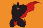  anthro black_body bulge cape cartoon_network clothing digital_media_(artwork) domestic_cat felid feline felis green_eyes looking_at_viewer male mammal mao_mao:_heroes_of_pure_heart muscular muscular_anthro muscular_male pecs sheriff_mao_mao_mao simple_background solo zackdadawg 