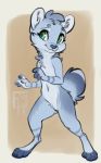  2020 4_fingers 4_toes anthro blue_body blue_fur digital_media_(artwork) featureless_crotch female fingers flat_chested fur green_eyes hair hi_res mammal nude reign-2004 smile solo toes unknown_species 