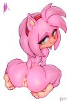  2020 2:3 accessory amy_rose anthro anus big_butt butt eulipotyphlan feet female female_focus fur genitals green_eyes hair_accessory hairband hedgehog kneeling looking_at_viewer looking_back mammal nude pink_body pink_fur pussy rear_view smile solo solo_focus sonic_the_hedgehog_(series) thefuckingdevil thick_thighs wide_hips 