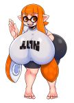  animal_humanoid barefoot bent_over big_breasts big_butt breasts butt cephalopod cephalopod_humanoid cleavage clothed clothing female hi_res huge_breasts humanoid inkling marine marine_humanoid matospectoru mollusk mollusk_humanoid nintendo open_mouth pseudo_hair simple_background solo splatoon tentacle_hair tentacles thick_thighs tight_clothing toes video_games white_background wide_hips 