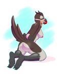  2020 3_toes 4_fingers anthro areola avian beak bird breasts digital_media_(artwork) female fingers gag hi_res kneeling nipples non-mammal_breasts rd406 solo toes 