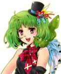  1girl 1other ai-kun brown_eyes fang green_hair halloween hat juri_(flawless2020) looking_at_viewer macross macross_frontier mini_hat open_mouth ranka_lee short_hair solo_focus 