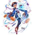  1girl alternate_costume bangs blue_eyes candy cookie detached_sleeves earrings ena_(fire_emblem) facial_mark fire_emblem fire_emblem:_path_of_radiance fire_emblem:_radiant_dawn fire_emblem_heroes floating floating_object food forehead_mark full_body glowing halloween_costume hat highres jewelry jiangshi_costume kaya8 light_smile lollipop long_hair long_sleeves official_art ofuda open_mouth pelvic_curtain pink_hair pointy_ears ponytail qing_guanmao red_footwear shoes sleeves_past_wrists solo standing talisman tied_hair transparent_background wide_sleeves 