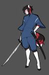  2020 ailurid anthro digital_media_(artwork) fingers fur grey_background hair holding_object holding_sword holding_weapon male mammal melee_weapon ni70 red_panda simple_background solo sword toes weapon 