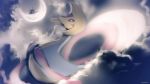  artist_name cloud commentary_request cresselia darkrai gen_4_pokemon glowing legendary_pokemon looking_at_viewer mayotsunamayo moon mythical_pokemon no_humans outdoors pink_eyes pokemon pokemon_(creature) watermark 