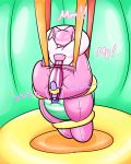  2020 4:5 ambiguous_gender anthro baby_bouncer bdsm biped bondage bound clothed clothing digital_drawing_(artwork) digital_media_(artwork) encasement glistening hi_res hitachi_magic_wand horusla infantilism onomatopoeia rubber sex_toy sound_effects text unknown_species vibrator 