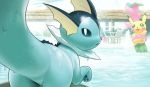  all_fours ambiguous_gender amusement_park better_version_at_source dripping eeveelution featureless_crotch feral inkune looking_back nintendo outside pawpads paws pok&eacute;mon pok&eacute;mon_(species) rear_view solo thick_tail thick_thighs vaporeon video_games water water_park wide_hips 