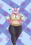  &lt;3 big_breasts breasts cleavage_cutout clothed clothing female gardevoir hair hi_res humanoid kawma keyhole_turtleneck nintendo not_furry pink_hair pok&eacute;mon pok&eacute;mon_(species) solo sweater thick_thighs topwear video_games wide_hips 
