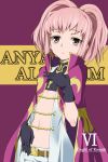  1girl anya_alstreim closed_mouth code_geass flat_chest gloves knights_of_the_round_uniform kukurus looking_at_viewer medium_hair midriff navel pink_eyes pink_hair solo 